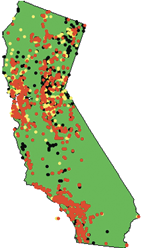 Map of dams within California