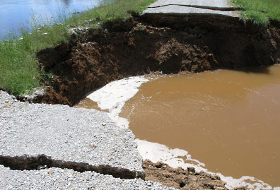 Erosion from Spillway Pipe Failure