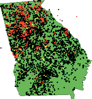 Map of dams within Georgia