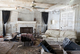 Photo of flood-damaged house