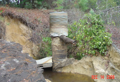 Erosion around inlet
