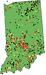 Map of dams within Indiana Map of dams within Indiana