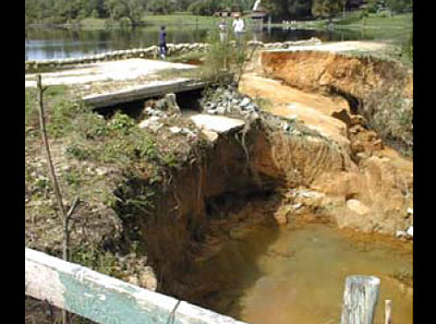 Overtopping of the embankment