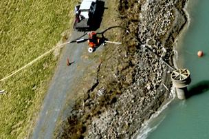 A crack in a coal ash dam